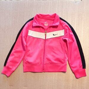 NIKE Girls Size 5 pink, black, white Full Zip jacket w/side pockets